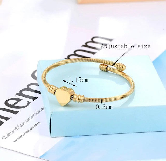 Teresa Adjustable Heart Bracelet / Stainless Steel