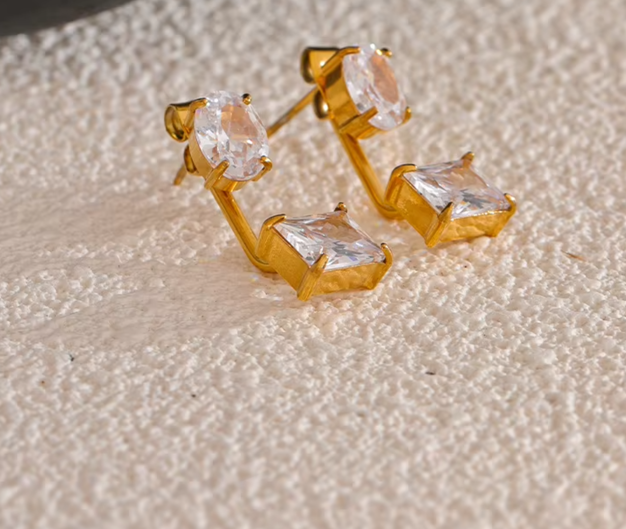 Christa Cubic Zirconia Earrings / 18K Gold Plated - Nina Kane Jewellery