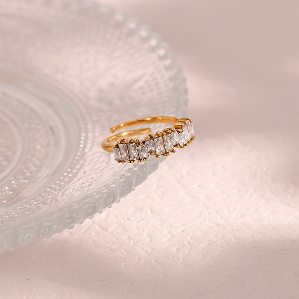 Sheridan Baguette Zircon Rings / Stainless Steel