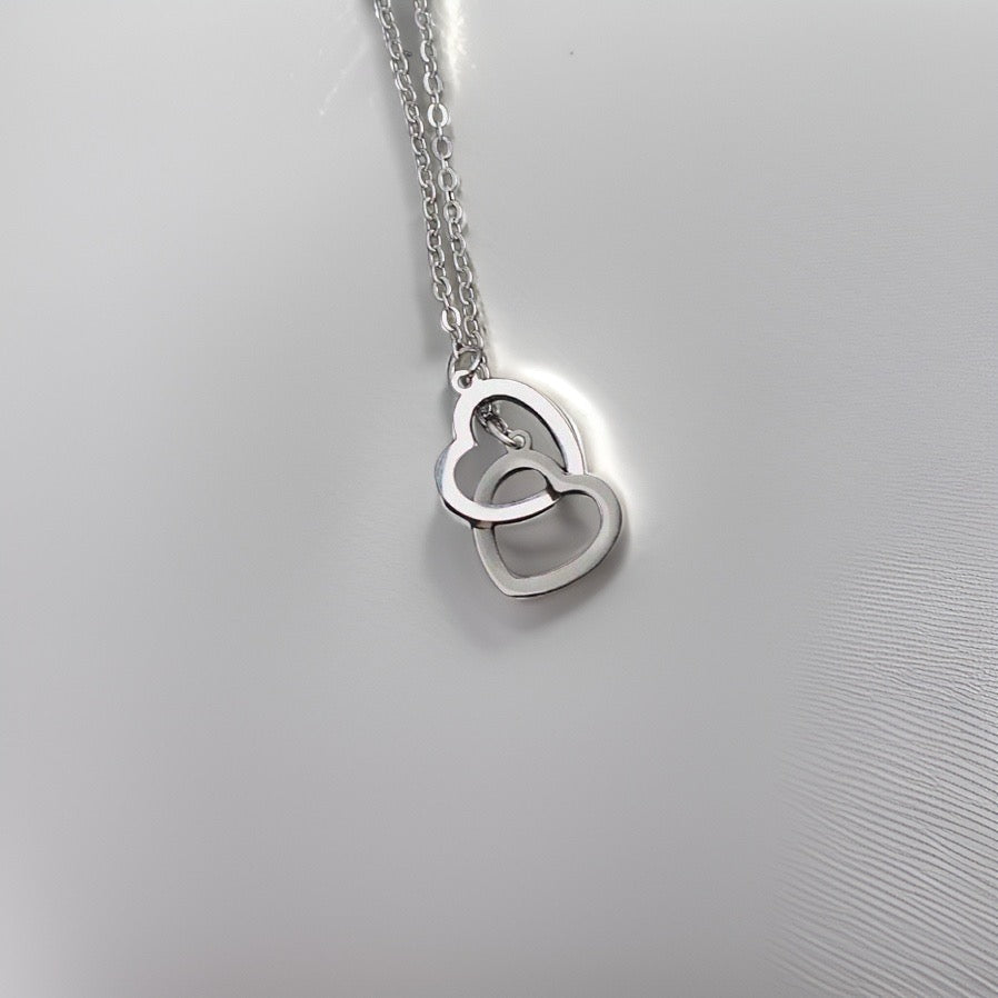 Ophelia Linked Hearts Necklace / Stainless Steel - Nina Kane Jewellery