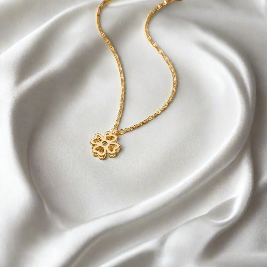 Astra Spinning Clover Necklace / Stainless Steel - Nina Kane Jewellery