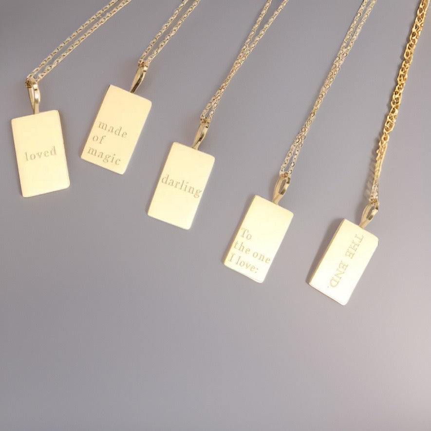 Demeter Feel Good Square Pendants / 18K Gold Plated - Nina Kane Jewellery