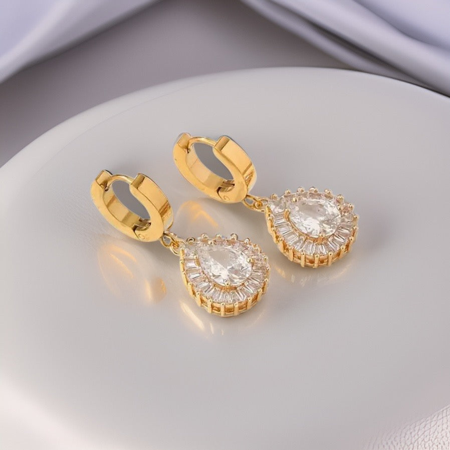 Molly Water Drop Huggie Earrings / 18K Gold Plated - Nina Kane Jewellery