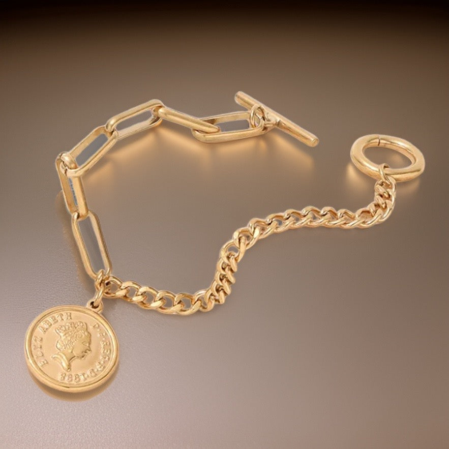 Bethany Coin Charm Bracelet / 18K Gold Plated - Nina Kane Jewellery
