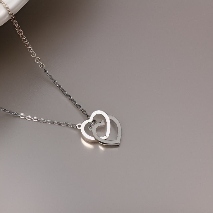 Ophelia Linked Hearts Necklace / Stainless Steel - Nina Kane Jewellery