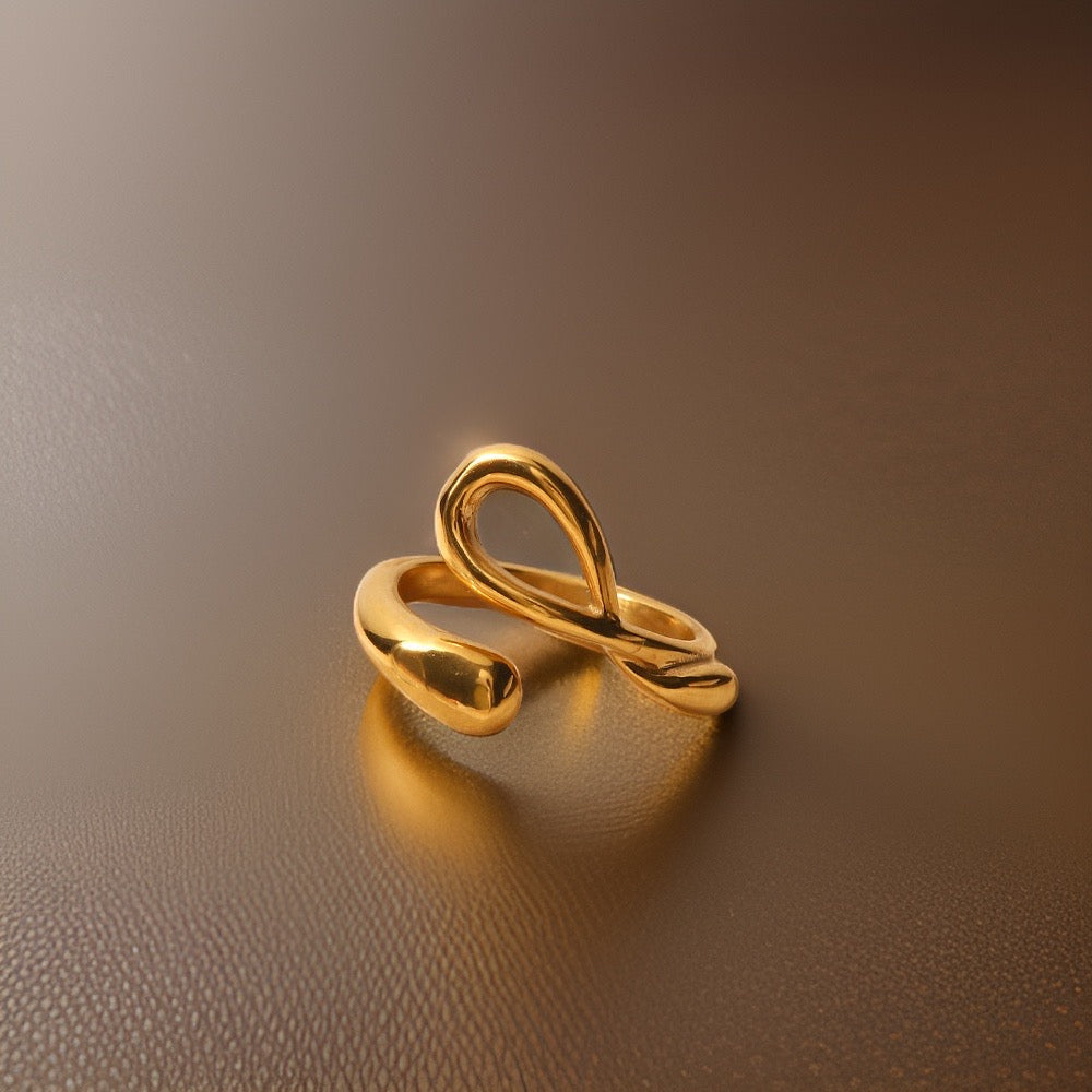 Lulu Statement Tie Ring / 18K Gold Plated - Nina Kane Jewellery
