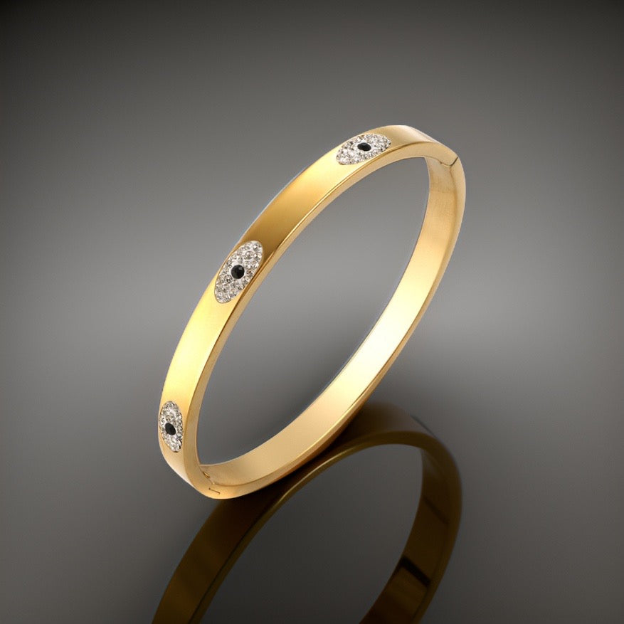 Kiara Evil Eye Bangle / Stainless Steel - Nina Kane Jewellery