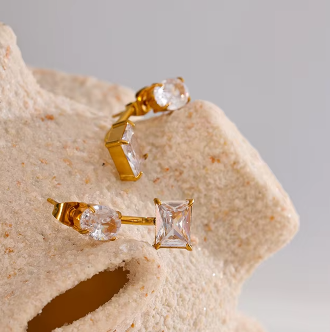 Christa Cubic Zirconia Earrings / 18K Gold Plated - Nina Kane Jewellery
