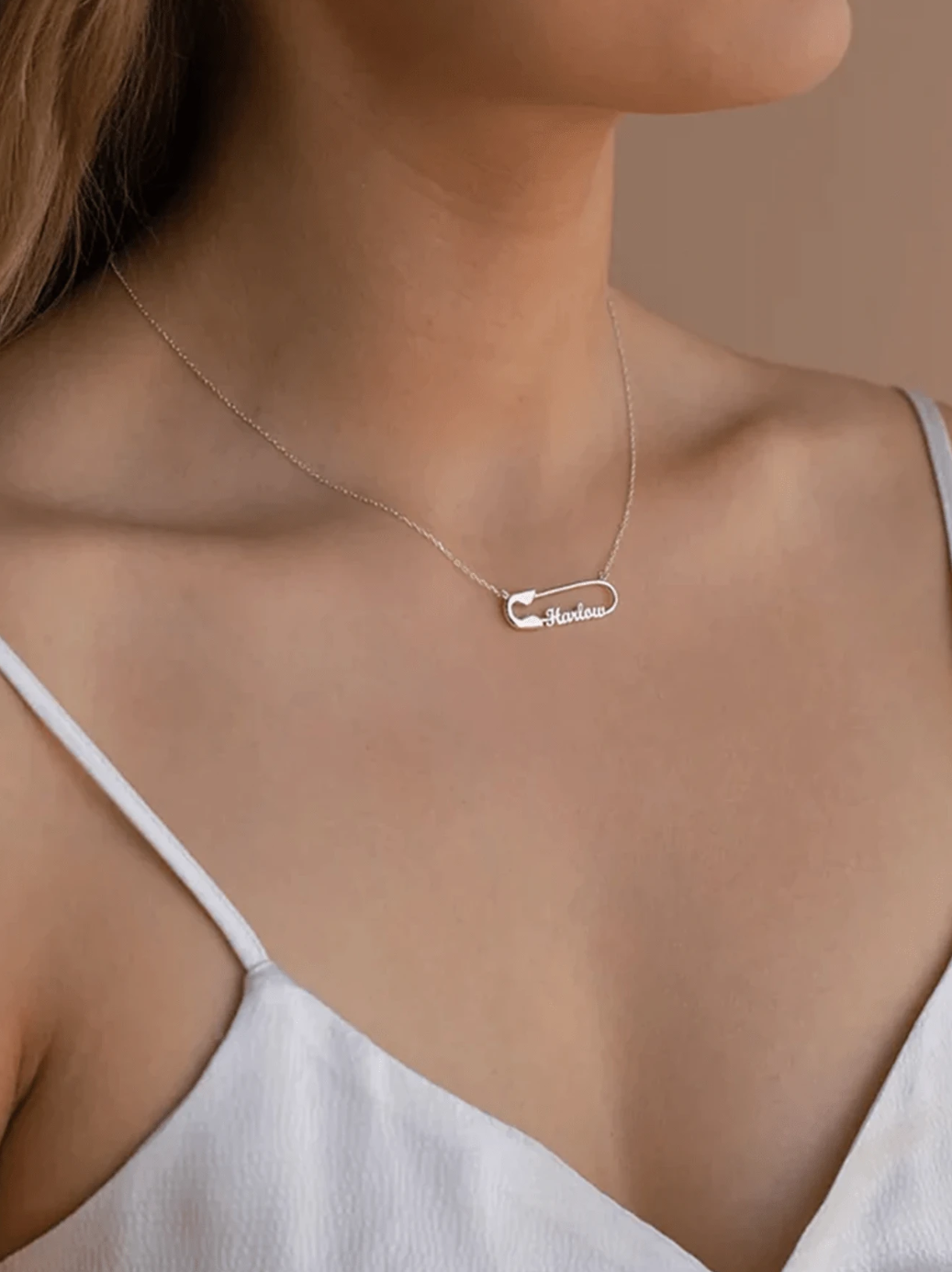 Personalised Safety Pin Name Necklace / Stainless Steel - Nina Kane Jewellery