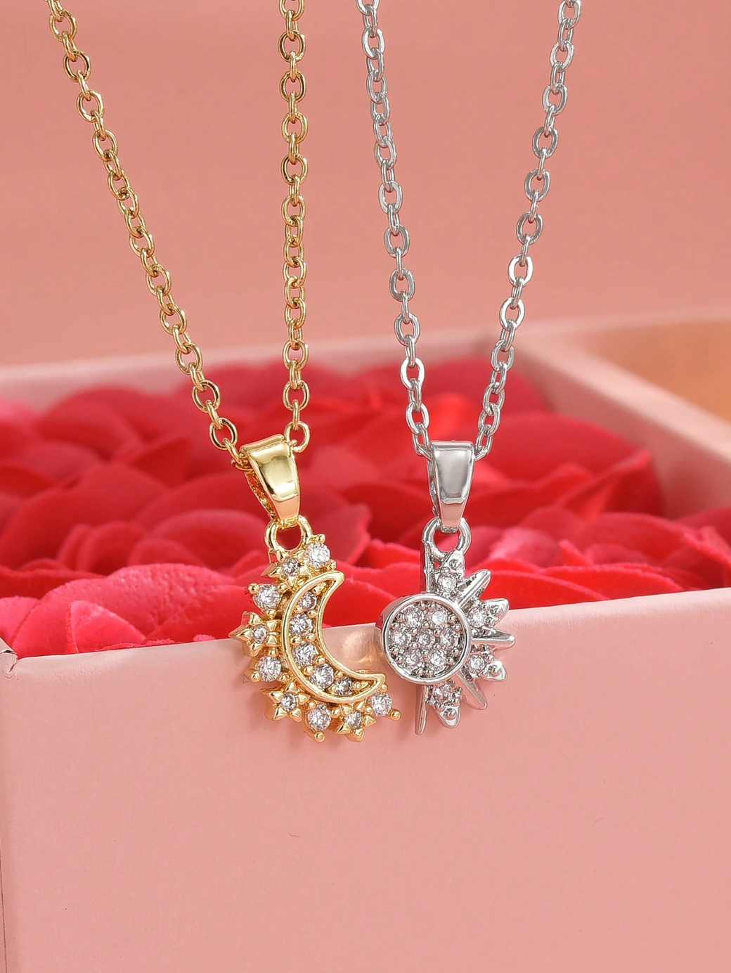 The Sun & Moon Double Necklaces / 18K Gold Plated - Nina Kane Jewellery