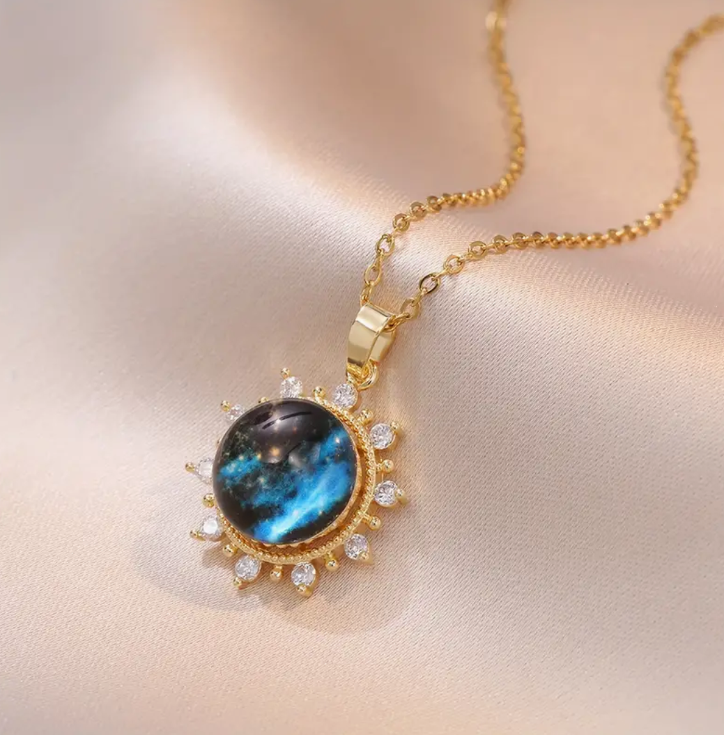 Galaxy Star & Moon Pendant / Stainless Steel - Nina Kane Jewellery