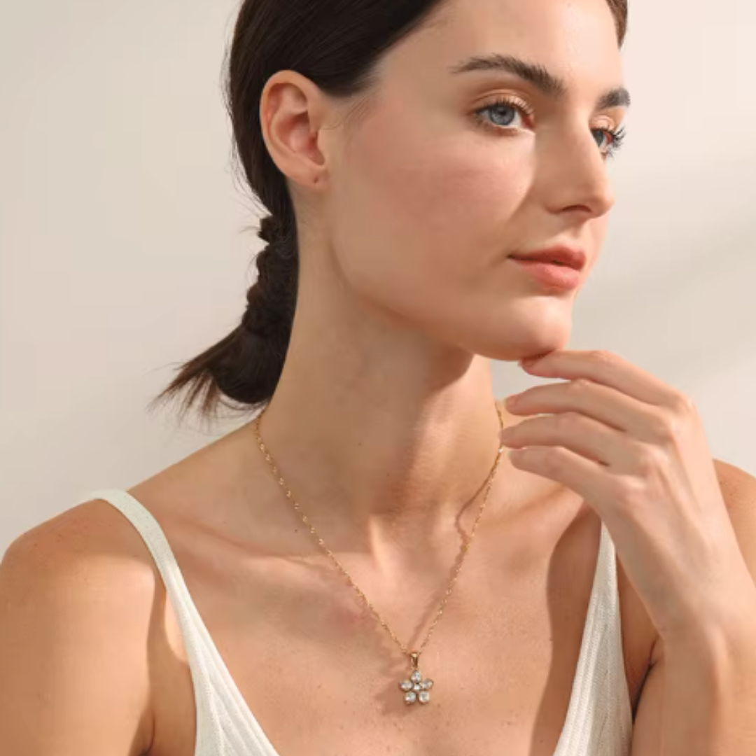The Crystal Bloom Necklace / 18K Gold Plated - Nina Kane Jewellery