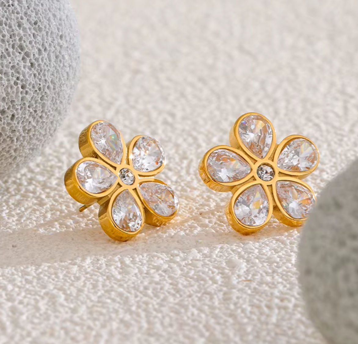 Georgina Daisy Earrings / 18K Gold Plated - Nina Kane Jewellery