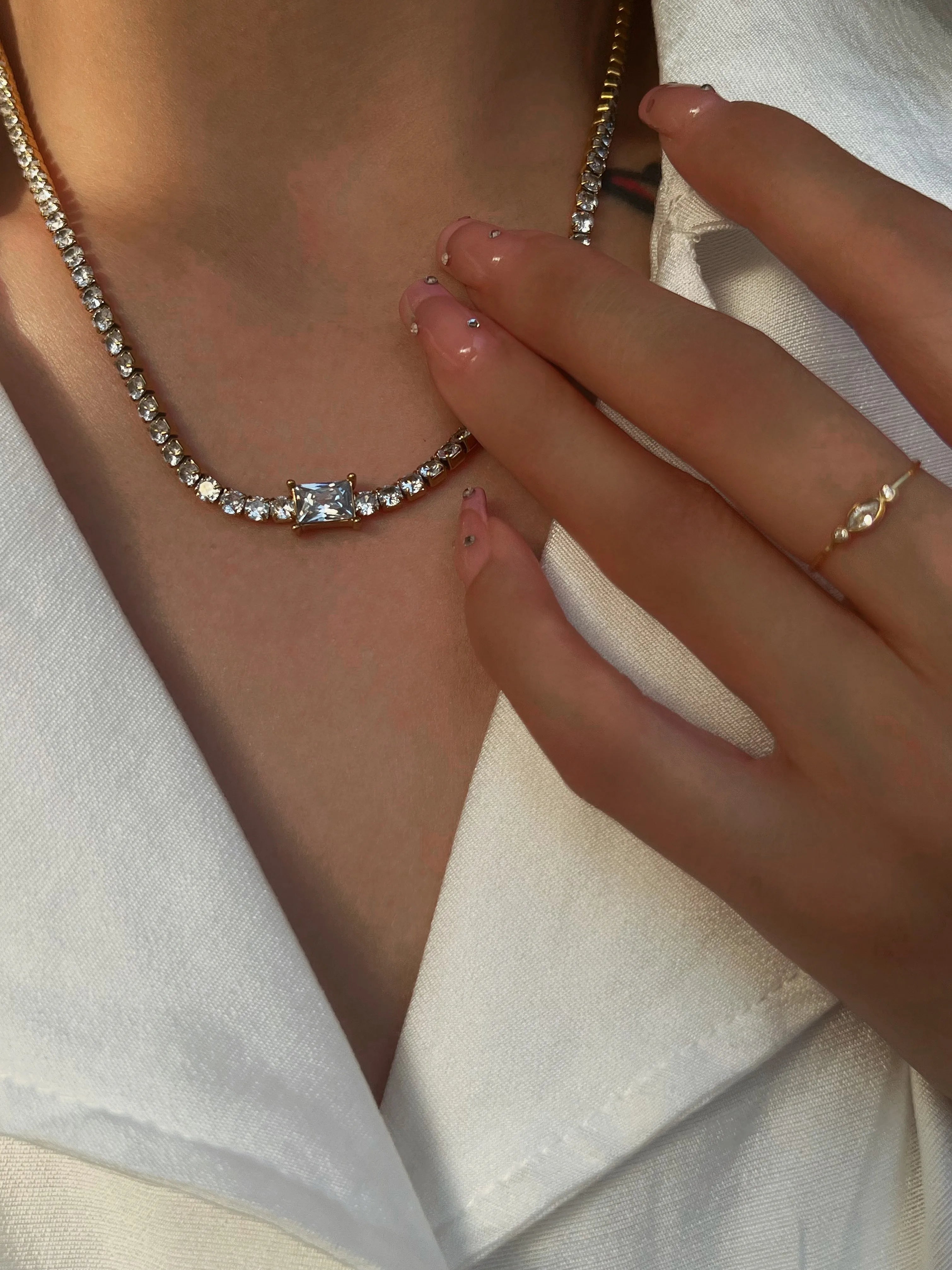 Melissa Diamond Tennis Necklace / 18K Gold Plated - Nina Kane Jewellery