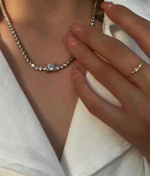 Melissa Diamond Tennis Necklace / 18K Gold Plated - Nina Kane Jewellery