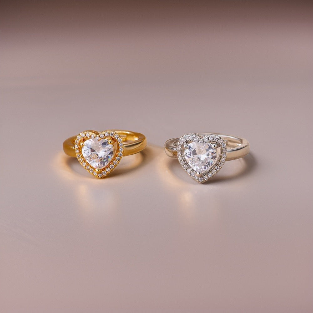 Paloma Zircon Heart Rings / Stainless Steel - Nina Kane Jewellery