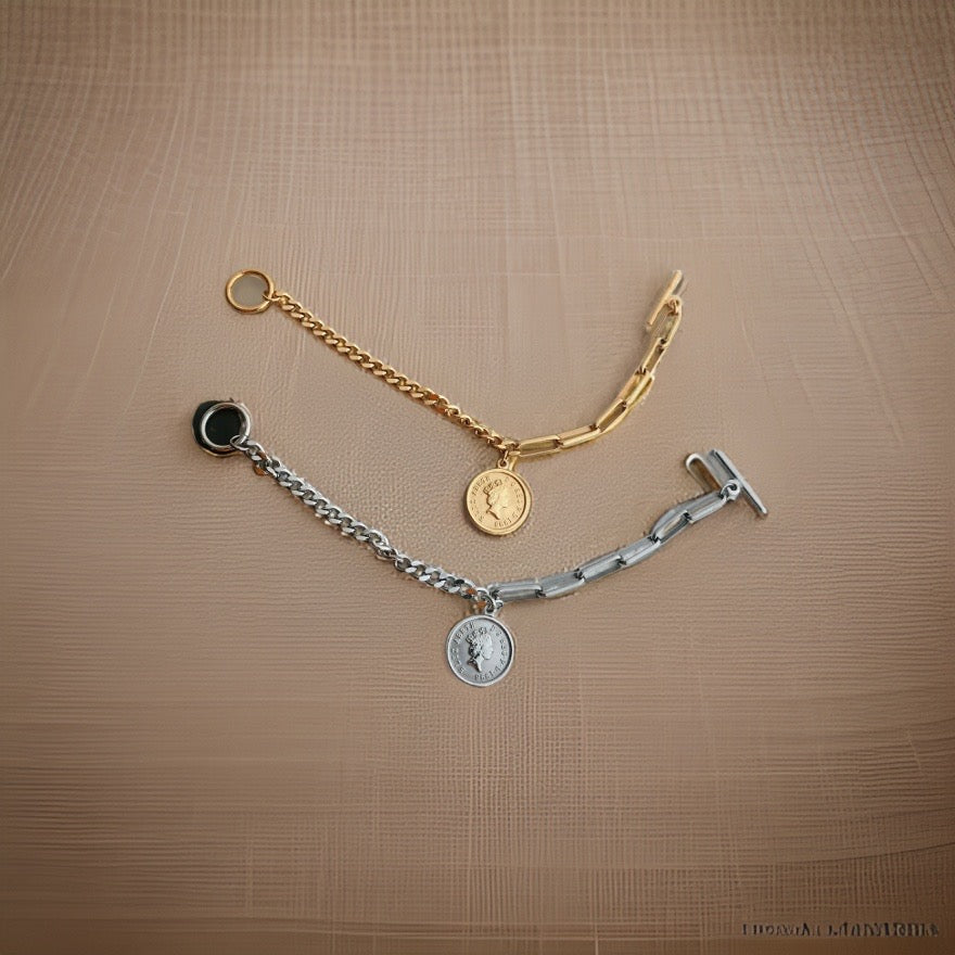 Bethany Coin Charm Bracelet / 18K Gold Plated - Nina Kane Jewellery