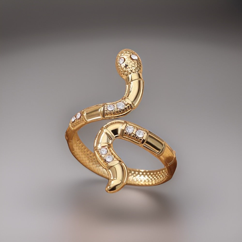 Wendy Crystal Snake Rings / Stainless Steel - Nina Kane Jewellery