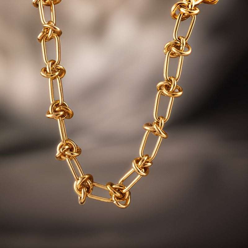 Estera Knot Link Chain Necklace /18K Gold Plated - Nina Kane Jewellery
