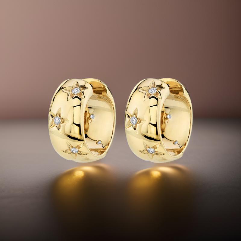 Beatrix Zircon Star Hoops / 18K Gold Plated - Nina Kane Jewellery
