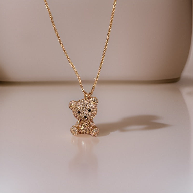 Venice Diamond Teddy Bear Pendants / Stainless Steel - Nina Kane Jewellery