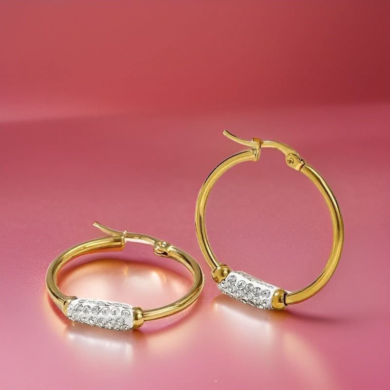Madison Crystal Zircon Hoops / Stainless Steel - Nina Kane Jewellery