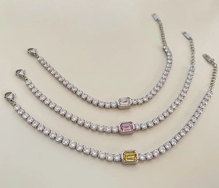 Charlotte Zircon Diamond Bracelets / Stainless Steel - Nina Kane Jewellery