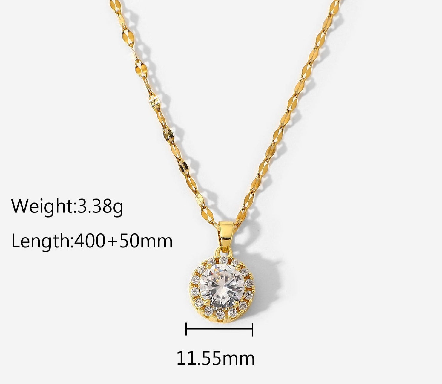 Corsica Round Diamond Necklace / 18K Gold Plated
