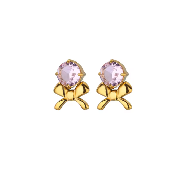 The Twinkle & Bow Studs / 18K Gold Plated - Nina Kane Jewellery