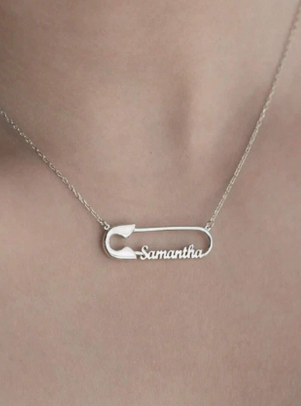 Personalised Safety Pin Name Necklace / Stainless Steel - Nina Kane Jewellery