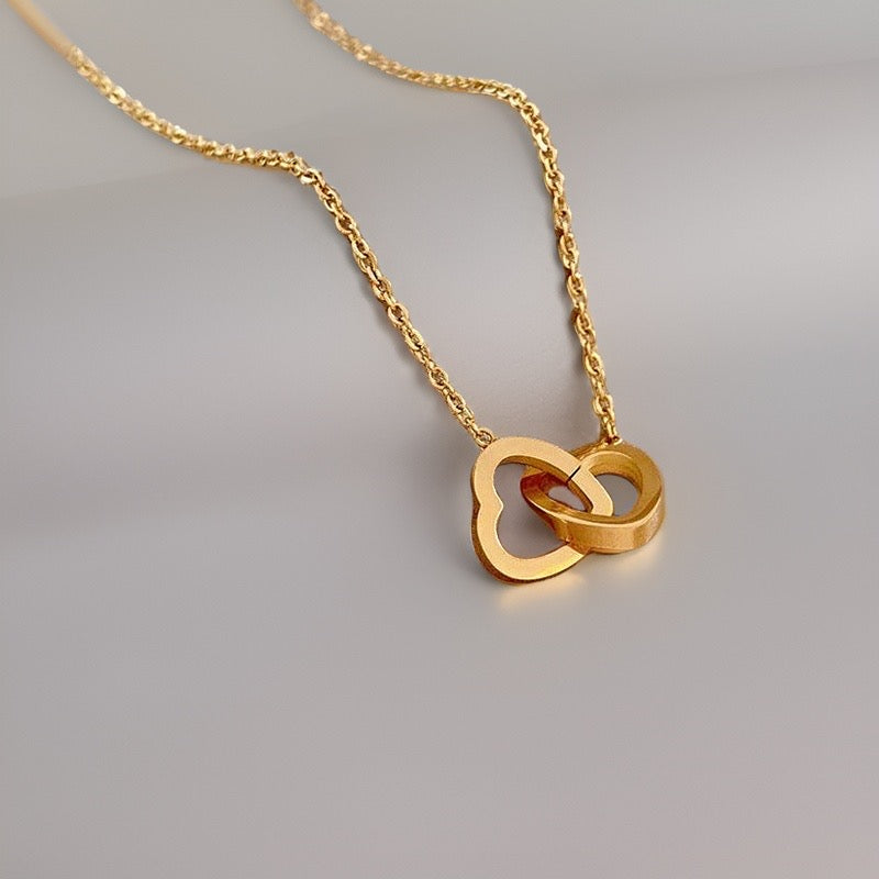Ophelia Linked Hearts Necklace / Stainless Steel - Nina Kane Jewellery
