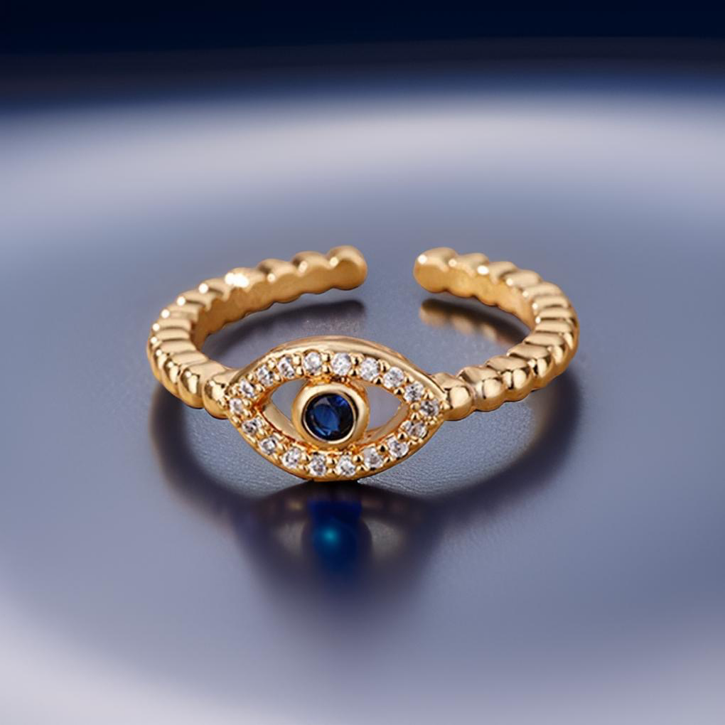 Eve Evil Eye Crystal Ring / 18K Gold Plated - Nina Kane Jewellery