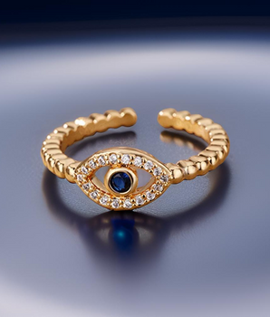 Eve Evil Eye Crystal Ring / 18K Gold Plated - Nina Kane Jewellery