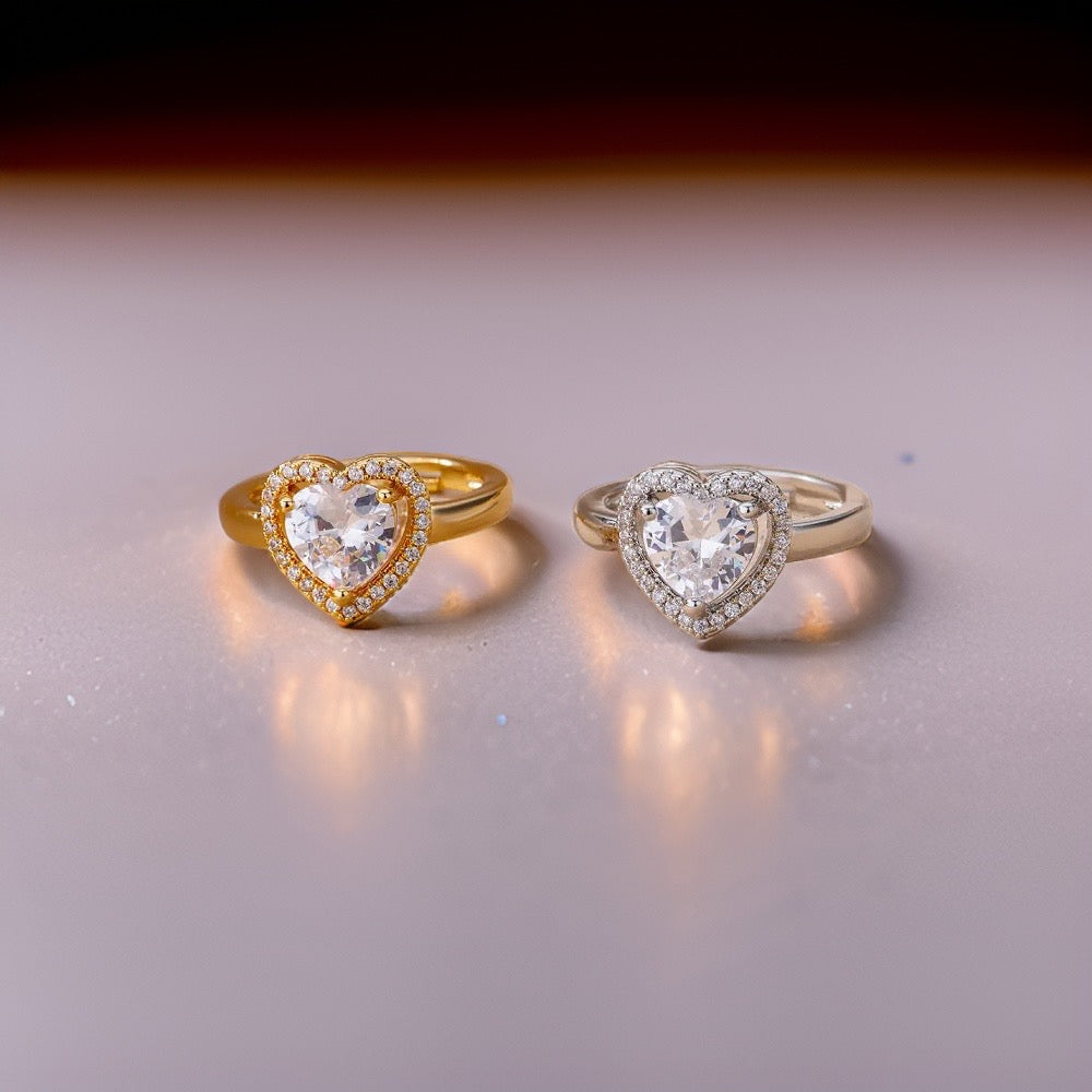 Paloma Zircon Heart Rings / Stainless Steel - Nina Kane Jewellery