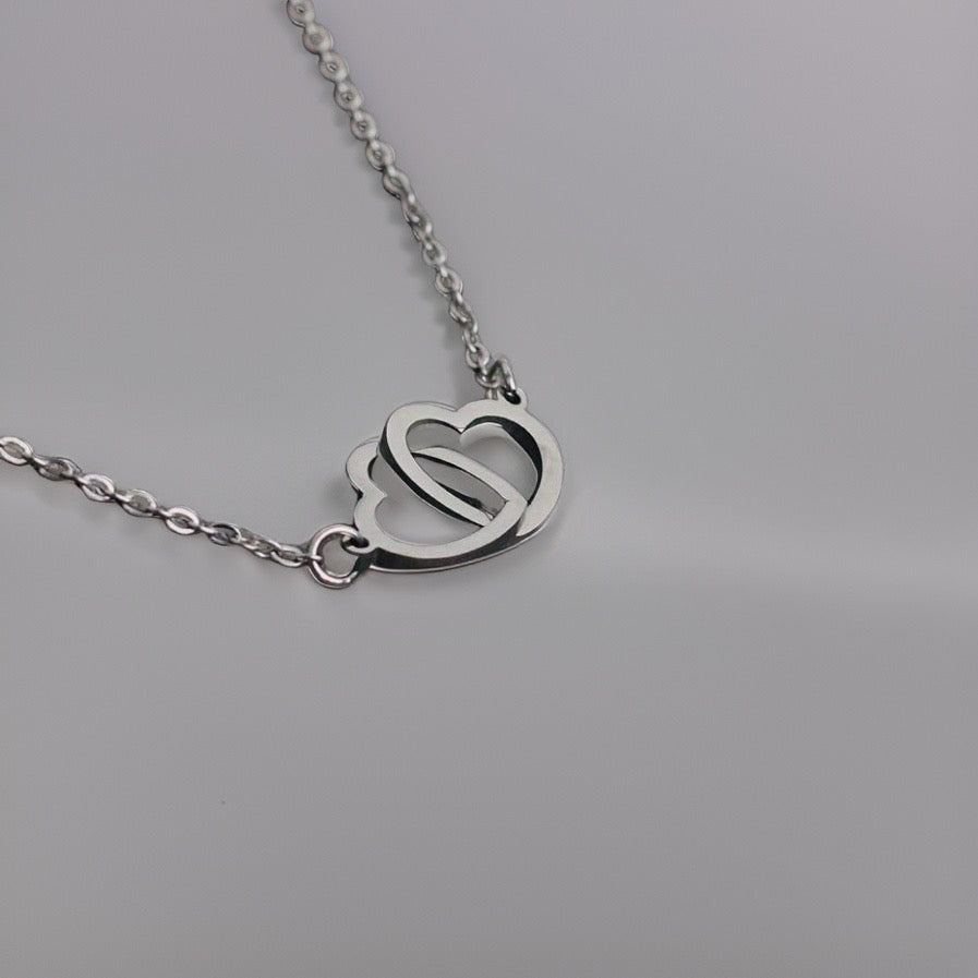 Ophelia Linked Hearts Necklace / Stainless Steel - Nina Kane Jewellery