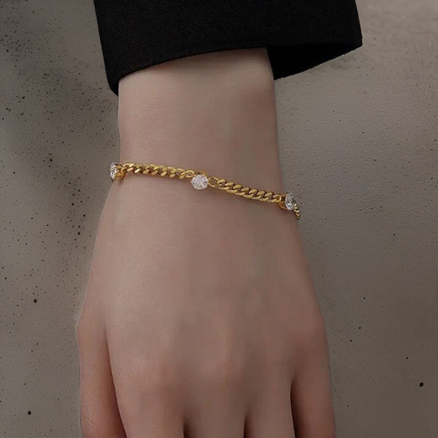 Doreen Cuban Chain Bracelet / 18K Gold Plated - Nina Kane Jewellery