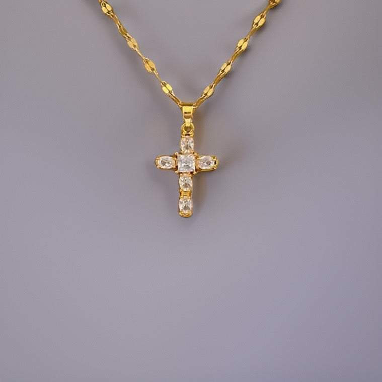 Lucky Rhinestone Cross / 18K Gold Plated - Nina Kane Jewellery