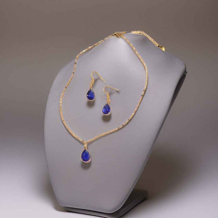 Beverly Blue Waterdrop Set / Stainless steel - Nina Kane Jewellery