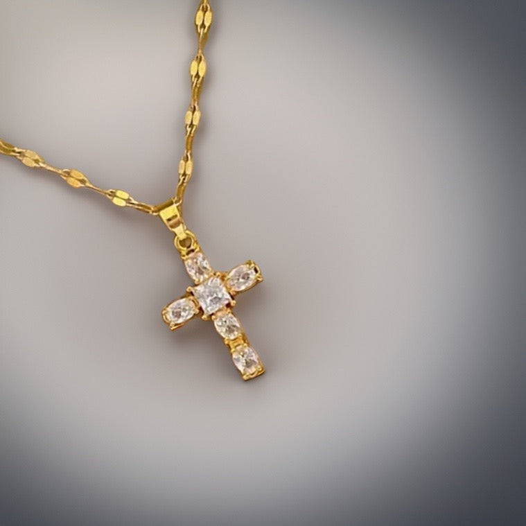 Lucky Rhinestone Cross / 18K Gold Plated - Nina Kane Jewellery