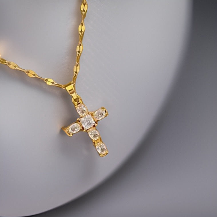 Lucky Rhinestone Cross / 18K Gold Plated - Nina Kane Jewellery