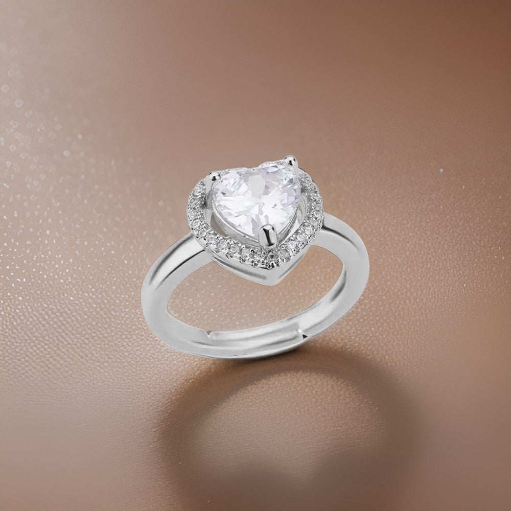 Paloma Zircon Heart Rings / Stainless Steel - Nina Kane Jewellery