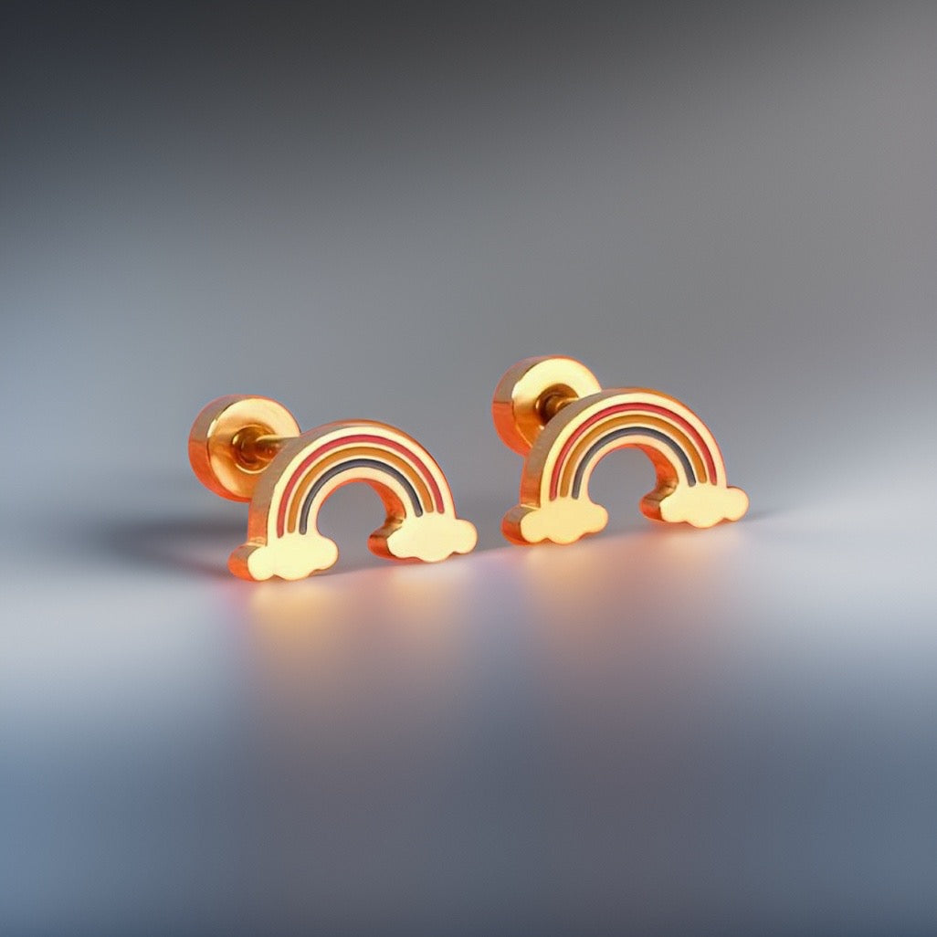 Niesha Rainbow Screw Studs / Stainless Steel - Nina Kane Jewellery