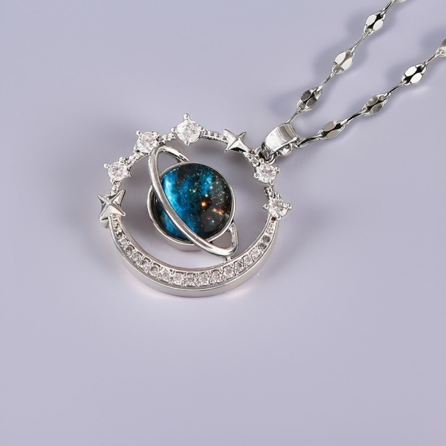 Galaxy Star & Moon Pendant / Stainless Steel - Nina Kane Jewellery