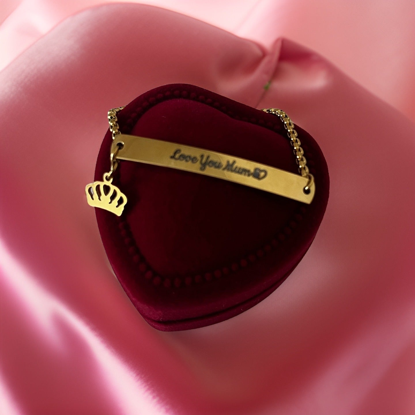 PETITE "Love You Mum" Crown Silder Bracelets / 18K Gold Plated - Nina Kane Jewellery