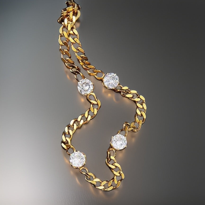 Doreen Cuban Chain Bracelet / 18K Gold Plated - Nina Kane Jewellery