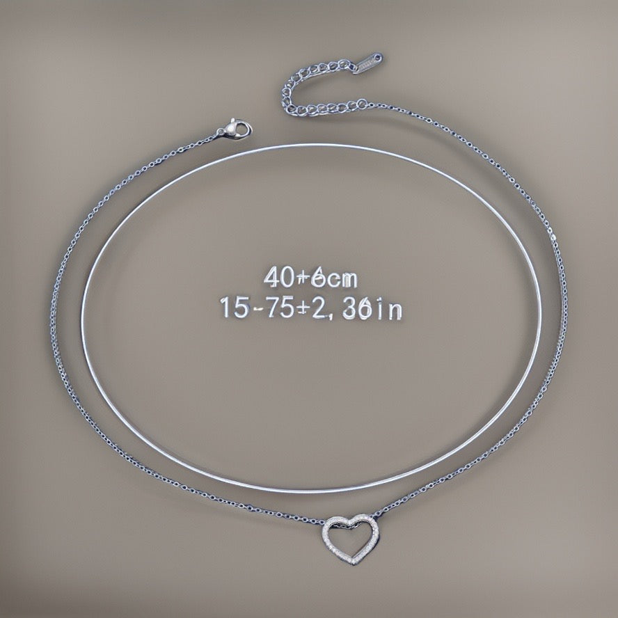 Catalina Silver Heart Necklace / Stainleds Steel - Nina Kane Jewellery