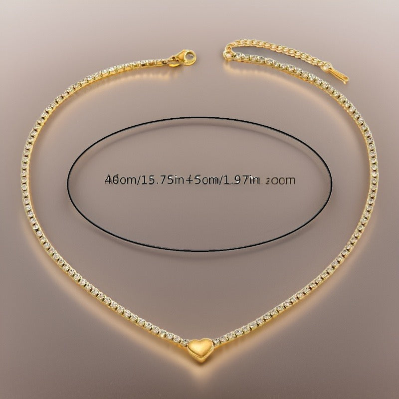 Nessa Heart Tennis Necklace / Stainless Steel - Nina Kane Jewellery