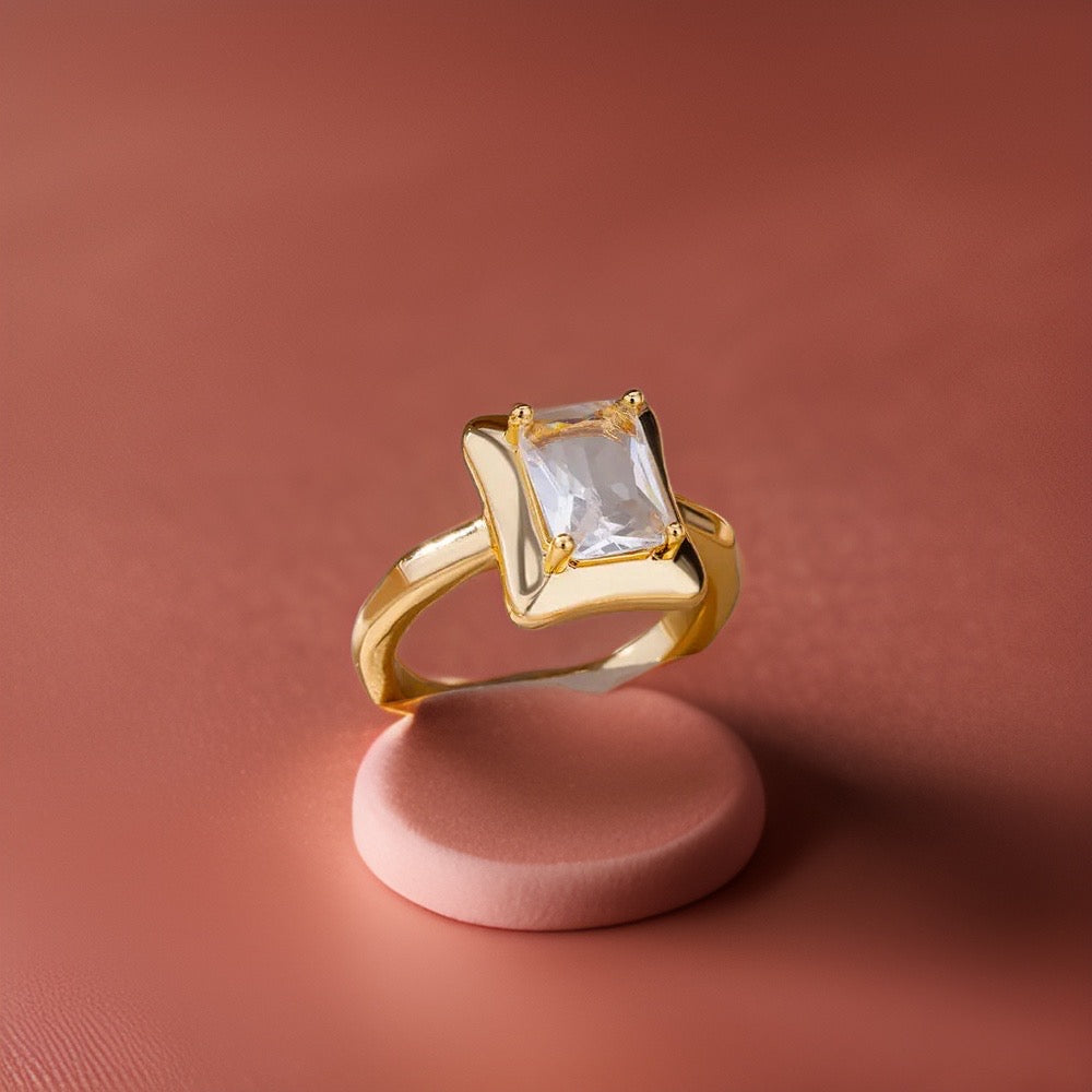 Emily Square Zircon Rings / Stainless Steel - Nina Kane Jewellery