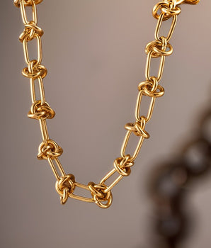 Estera Knot Link Chain Necklace /18K Gold Plated - Nina Kane Jewellery
