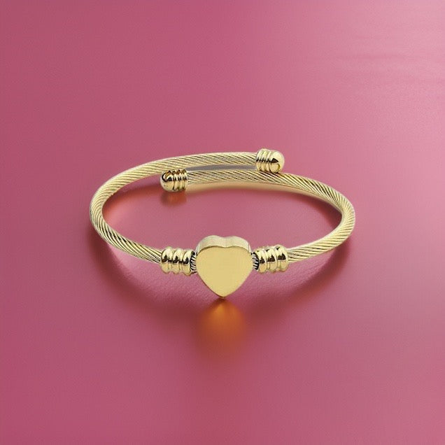Teresa Adjustable Heart Bracelet / Stainless Steel - Nina Kane Jewellery